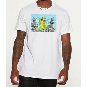Nickelodeon Men's Reptar Short Sleeve T-Shirt in White Size X-Large